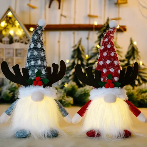 Christmas Antlers Clover with Lights Rudolph Doll Glowing Faceless Doll (30*10*10CM) CMS-177