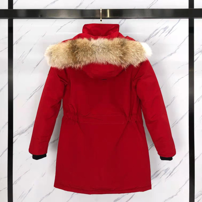 Canada Goose Trillium Parka Fusion Fit Women's Long Removable White Duck Down Dress Red CG-042