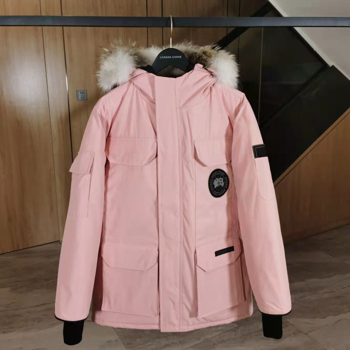 Canada Goose Women's Expedition Parka Fusion Fit Pink White Removable Duck Down Dress  CG-012