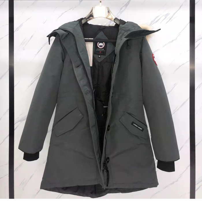 Canada Goose Rossclair Parka Long Removable White Duck Down Dress Graphite CG-031
