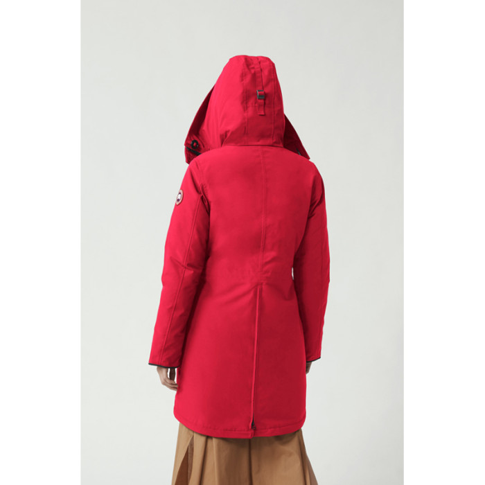 Canada Goose Rossclair Parka Long Removable White Duck Down Dress Red CG-035