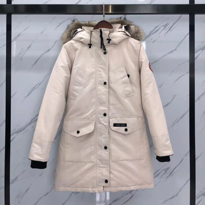 Canada Goose Trillium Parka Fusion Fit Women's Long Removable White Duck Down Dress North Star White CG-040