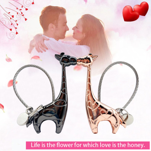 Exclusively for Boutique Have You All the Way Zinc Alloy Giraffe Magnetic Valentine's day Couple Keychain Pendant BG-006