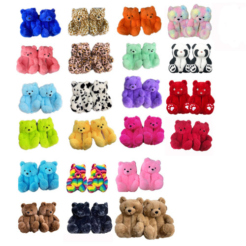 Teddy Bear Slippers Floor Home Furnishing Plush Thick Cotton Warm Shoes CS-003
