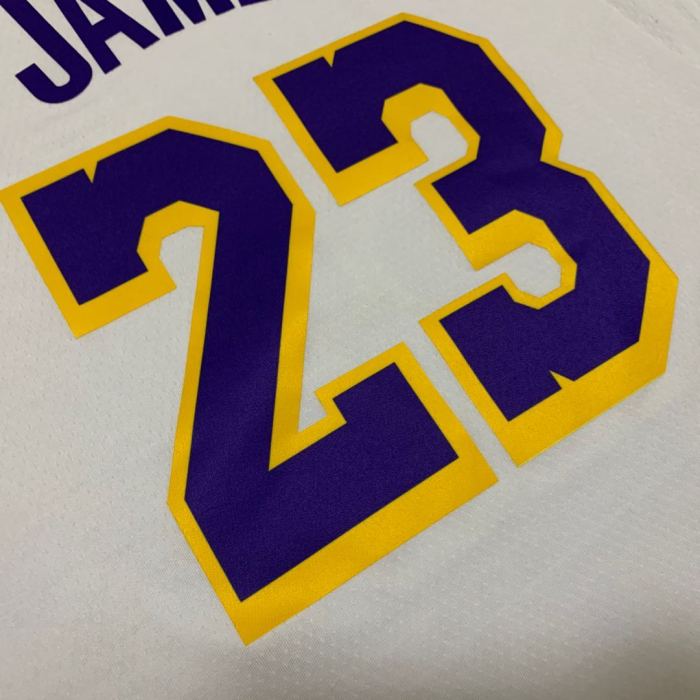 Lakers No. 23 James 19 Hot Pressed Jersey-White NBA-036