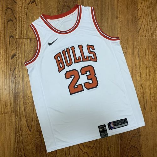 Bulls No. 23 Jordan Heat Press Jersey-White NBA-039