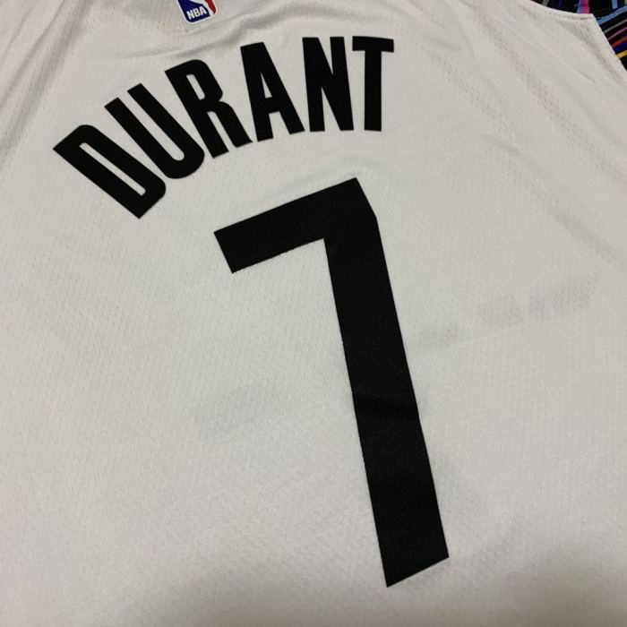 Nets No. 7 Durant City Edition Hot Press Jersey-White NBA-052