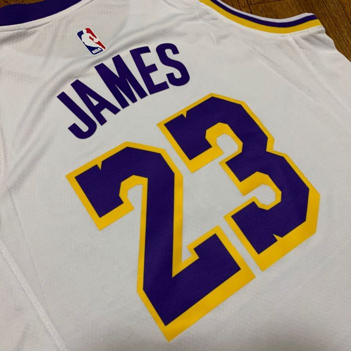 Lakers No. 23 James 19 Hot Pressed Jersey White NBA-047