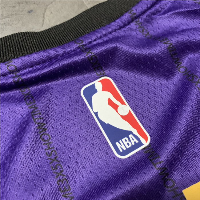 Lakers James 23 City Edition Hot Pressed Jersey Purple NBA-093