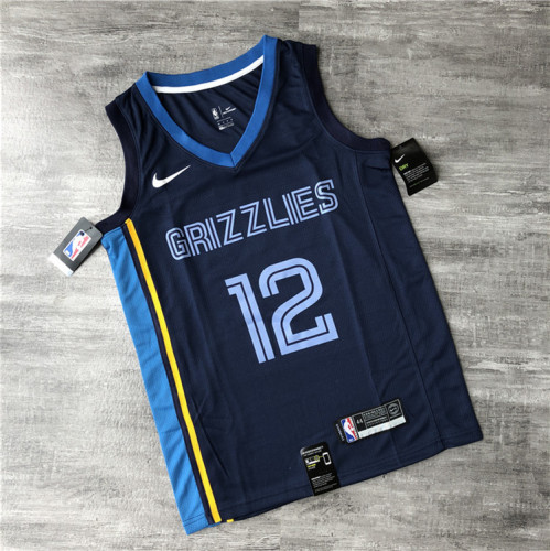 Grizzlies Morant No. 12 Hot Pressing Jersey-Blue NBA-069