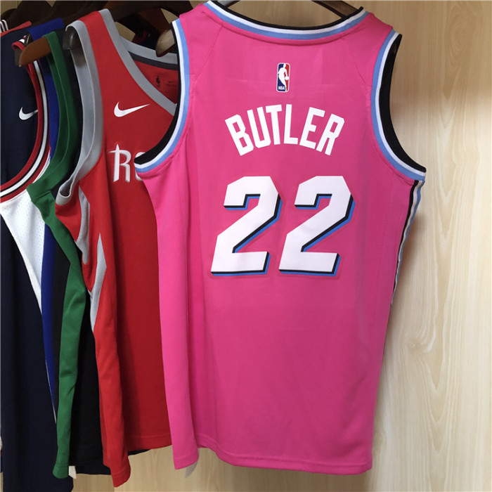 Heat Team Butler No. 22 City Edition Hot Pressed Jersey Pink NBA-076