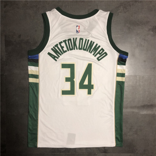 Bucks Antetokounmpo (Brother Antetokounmpo) No. 34 Heat Press Jersey White NBA-090