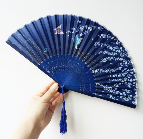 Small Butterfly Cherry Blossom Folding Fan for Wedding HF-002