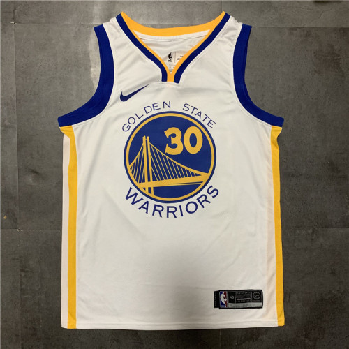 Warriors Curry No. 30 Hot Pressed Jersey White NBA-092