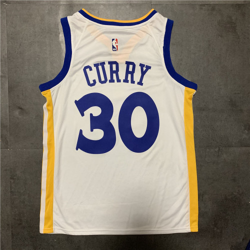 Warriors Curry No. 30 Hot Pressed Jersey White NBA-092