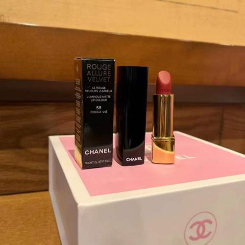 Original Factory Chanel Elegant No.58 Red Velvet Press Lipstick + 50ml Pink Encounter Perfume Set(Limited supply) with Box CNS-001
