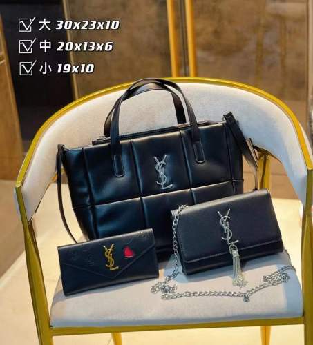 Original Factory YSL Fashion Female Bag set(Big hand bag + chain purse + portable purse) With Package) YSLS-001
