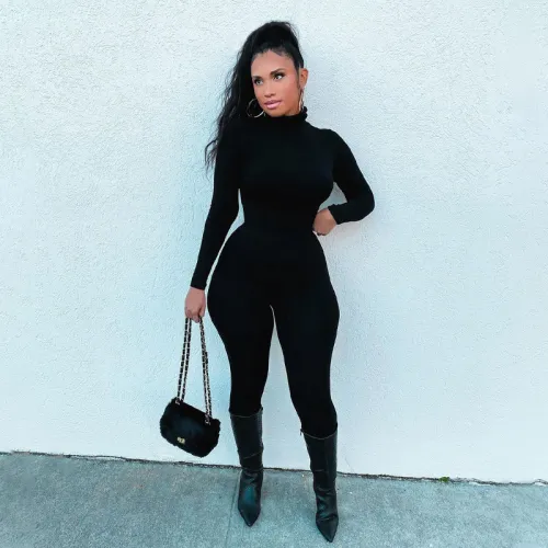Fshion Autumn/winter Solid Color Tight Hip Sports Fitness Jumpsuit WS-004