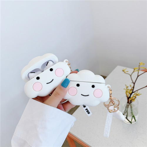 Fashion Cute Clouds Silicone Material Airpods Protective Shell Case With Hook APC-008
