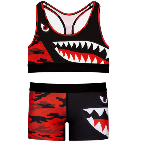 Newest High-quality Camo Red Shark Ethika Women's Underwear in stock Bra And Shorty Set WET-004
