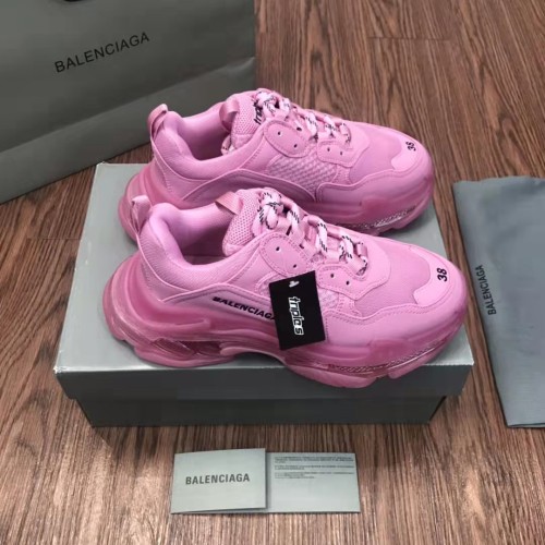 Balenciaga Fashion Pink Women's Low Top Sport Shoes With Box (Air cushion sole/Big outsole) BCS-004
