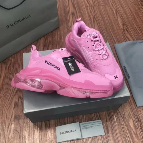 Balenciaga Fashion Pink Women's Low Top Sport Shoes With Box (Air cushion sole/Big outsole) BCS-004