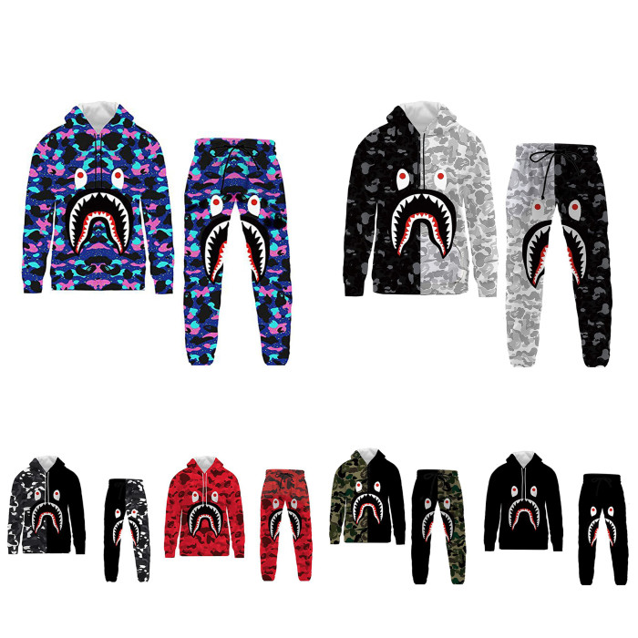 Wholesale Fashion Bape Shark Hoodie + Pant Set BPH-005