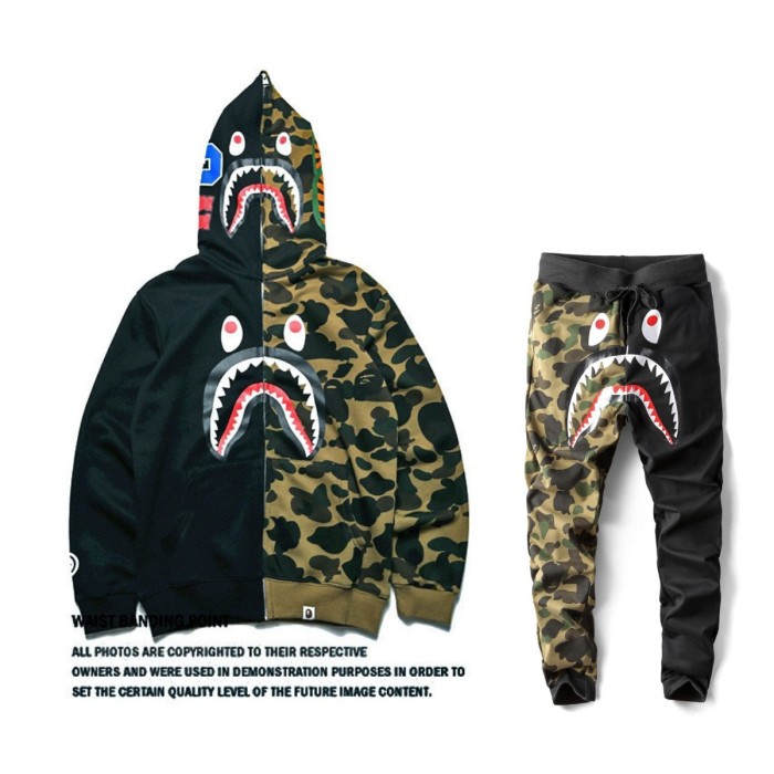 Wholesale Fashion Bape Shark Hoodie + Pant Set BPH-005