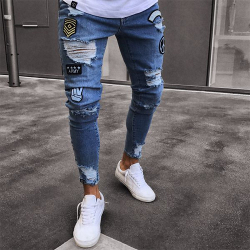 Wholesale Men's Fashion Hole Jeans JA-006