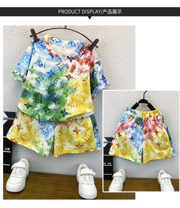 Summer LV Fashion Design For Kid's(3~8 Years old) T-shirt and Short Set LVT-002