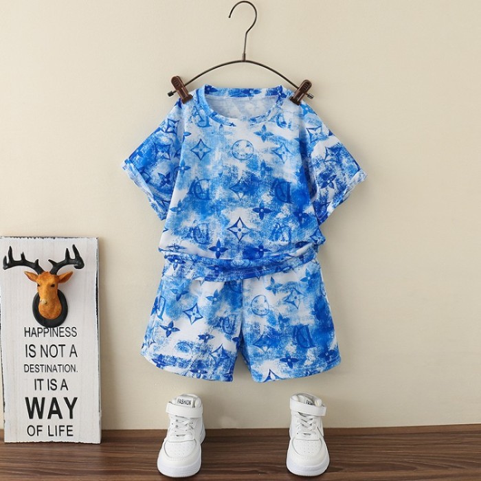 Summer LV Fashion Design For Kid's(3~8 Years old) T-shirt and Short Set LVT-002