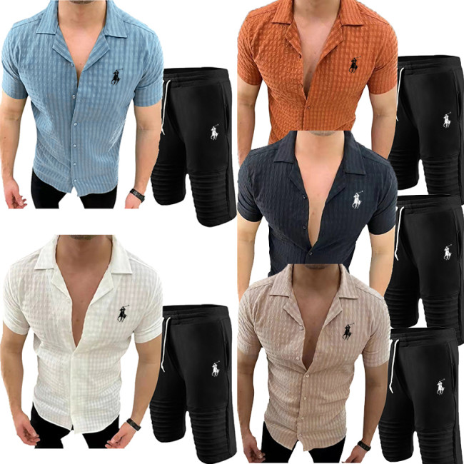 POLO Men’s Lapel Shirt and Shorts Set SPLS-006