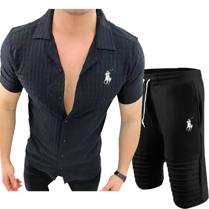 POLO Men’s Lapel Shirt and Shorts Set SPLS-006