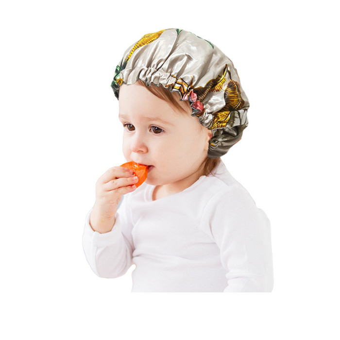 Children's Satin Flower Double Layer Soft Bath Nightcap NDG-020