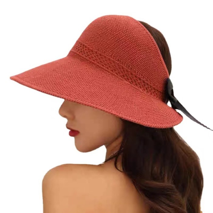 Women's Empty Top Outdoor Sun Protection Breathable Knitted Sun Hat  LA-013