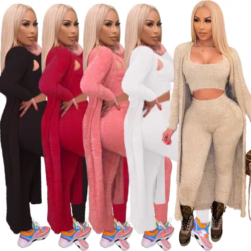 Women's Vest, Long Coat and Trousers 3 Piece Suit LST-003