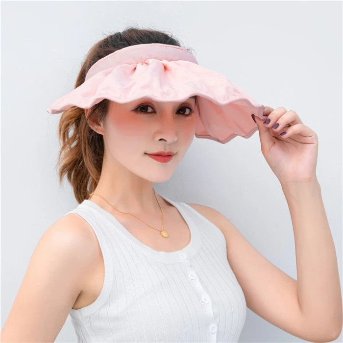 Women's Shell Big Brim Sunshade Foldable Empty Top Hat LA-043