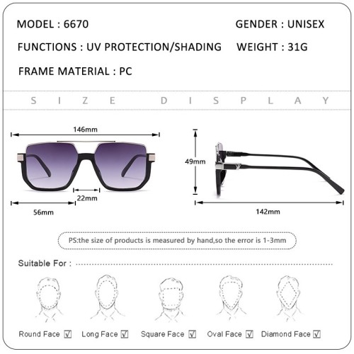 Vintage Large Frame Metal Sunglasses SGL-055