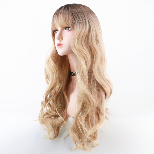 Women's Lace White Brown Curly Wig  Chemical Fabric Hair WIG-041