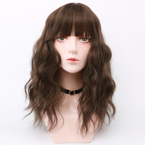 Women's Lace Cool Brown Curly Wig  Chemical Fabric Hair WIG-040