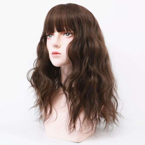 Women's Lace Cool Brown Curly Wig  Chemical Fabric Hair WIG-040
