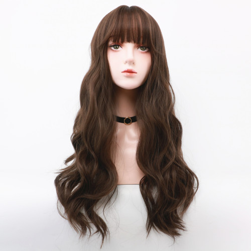 Women's Lace Cool Brown Curly Wig  Chemical Fabric Hair WIG-038