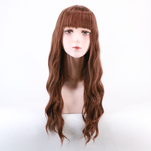 Women's Lace Dark Brown Curly Wig  Chemical Fabric Hair WIG-043