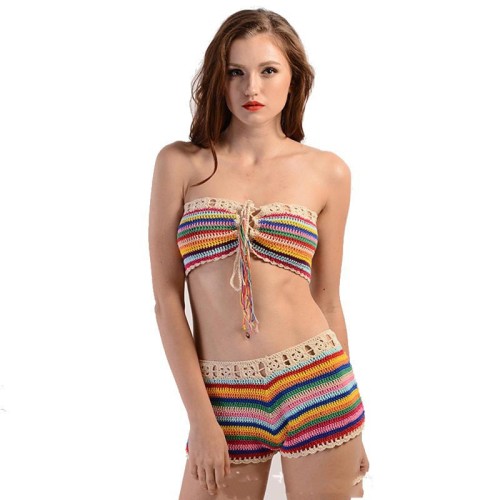 Women's Hand Crochet Split Bikini Swimsuit WS-048