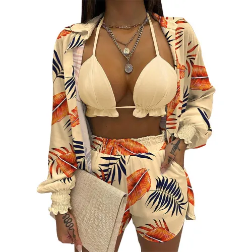 Ladies Tube Top Long Sleeve Casual 3 Piece Set WS-058