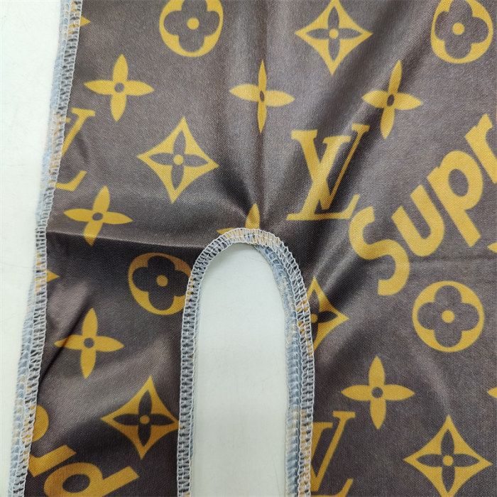 LV&Supreme Smooth Silky Satin Fabric Designer Durag DX-040(MAKE TO ORDER, MOQ=30PCS)