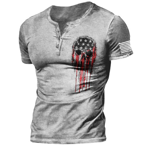 Men's Round Neck Short Sleeve T-Shirt 4 Buttons MSS-027