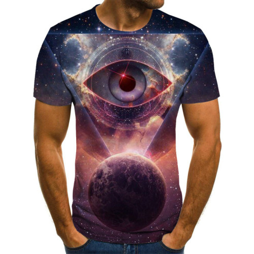 Men's Planet Galaxy 3D Printed Short Sleeve T-Shirt MSS-028