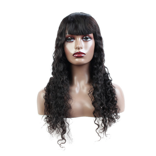 Human Hair Water Wave Bangs Wig HH-039