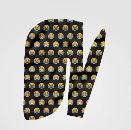Emoji Face with Tears of Joy Black Designer Durag Instock DX-052